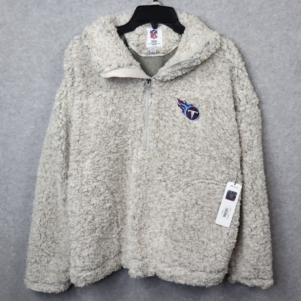 NFL Tennessee Titans Sherpa Pullover Jacket Womens Large Gray Quarter Zip G-III